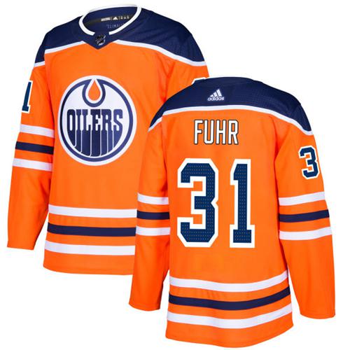 Adidas Men Edmonton Oilers #31 Grant Fuhr Orange Home Authentic Stitched NHL Jersey->edmonton oilers->NHL Jersey